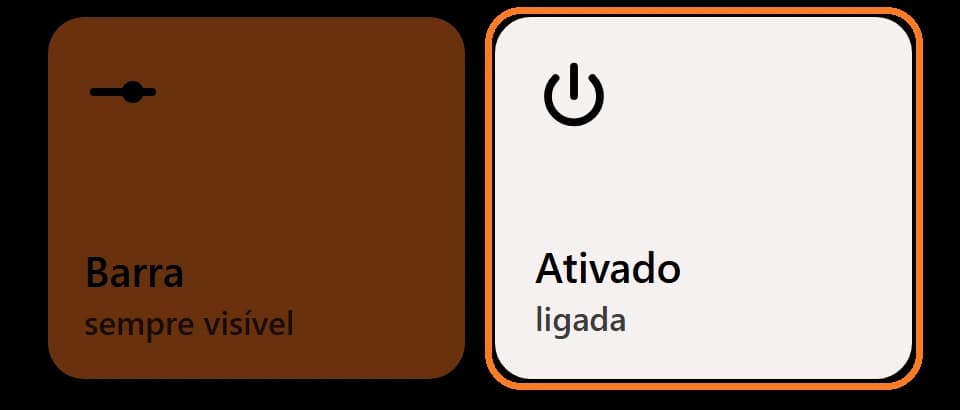 Popup com o bloco Ativado destacado