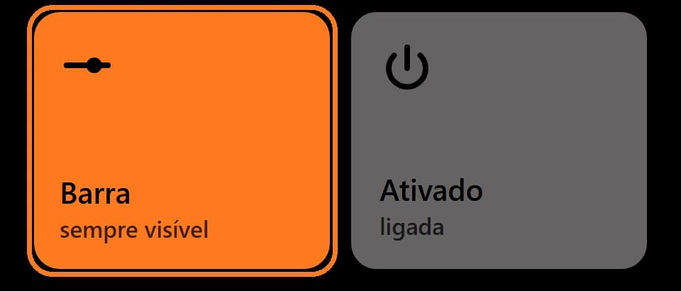 Popup com o bloco Barra destacado