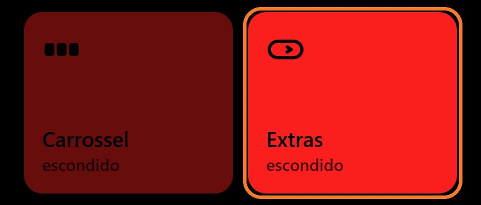 Popup com o bloco Extras destacado